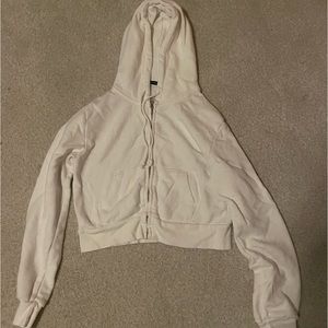 Brandy Melville white cropped zip up hoodie